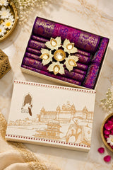 Gift Box with Banarasi Zari Table Runner, Set Of 6 Mats, 6 coaster