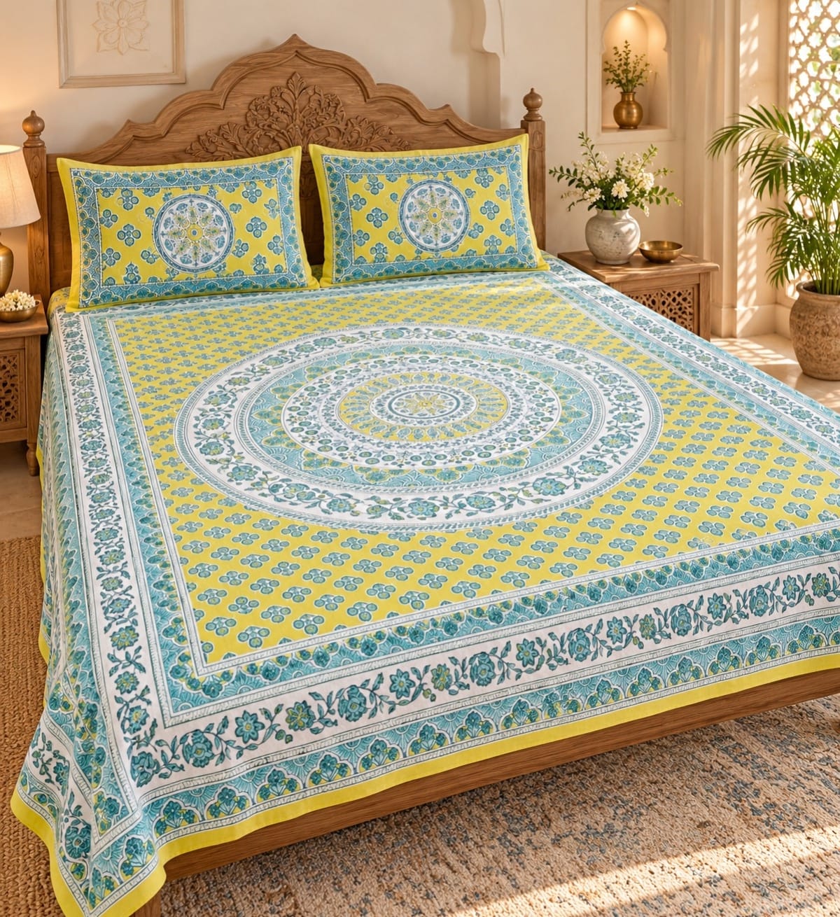 Double King Bedsheet with 2 Pillow Covers