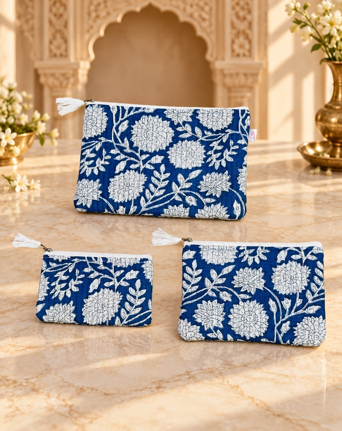 Set of 3 cosmetic Flat pouches