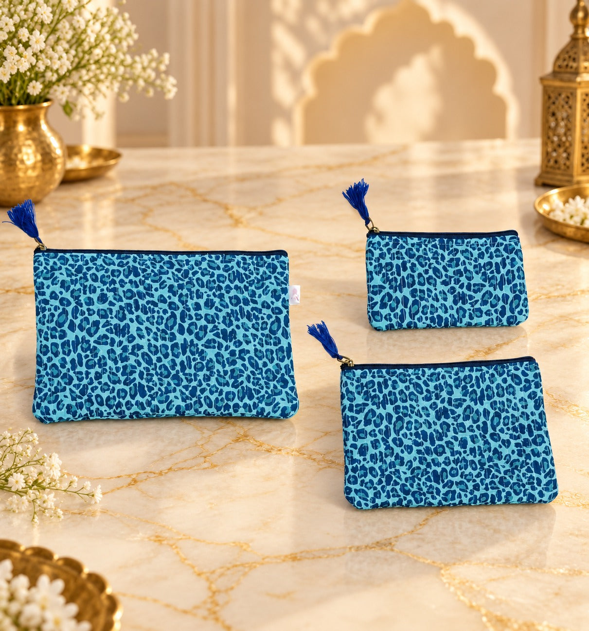 Set of 3 cosmetic Flat pouches