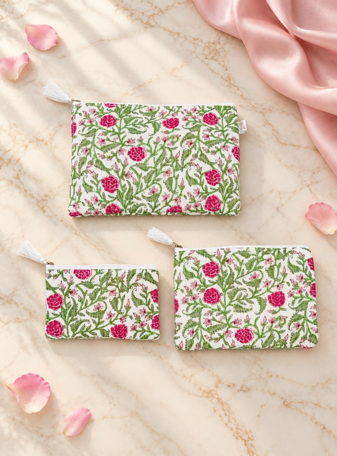 Set of 3 cosmetic Flat pouches