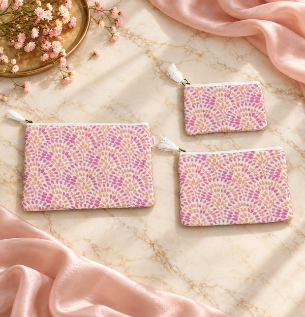 Set of 3 cosmetic Flat pouches