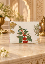 Handblock Printed Cotton Kids’ Flat Pouch with Zip Closure
