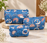 Set of 3 cosmetic bag/pouches with waterproof lining