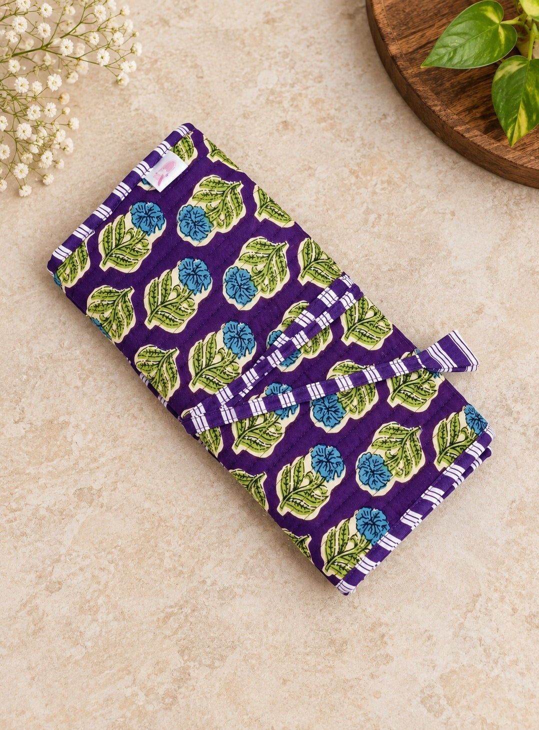 Handcrafted Travel Jewelry Organizer Roll | Artisan Fabric Jewelry Pouch