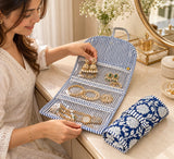 Handcrafted Travel Jewelry Organizer Roll | Artisan Fabric Jewelry Pouch