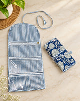 Handcrafted Travel Jewelry Organizer Roll | Artisan Fabric Jewelry Pouch