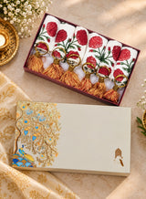 Diwali Gift Box - Hand Block Printed Cotton Napkin Set of 6 with Tassel Napkin Rings