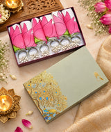 Diwali Gift Box - Hand Block Printed Cotton Napkin Set of 6 with Tassel Napkin Rings