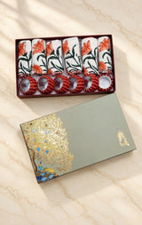Diwali Gift Box - Hand Block Printed Cotton Napkin Set of 6 with Tassel Napkin Rings