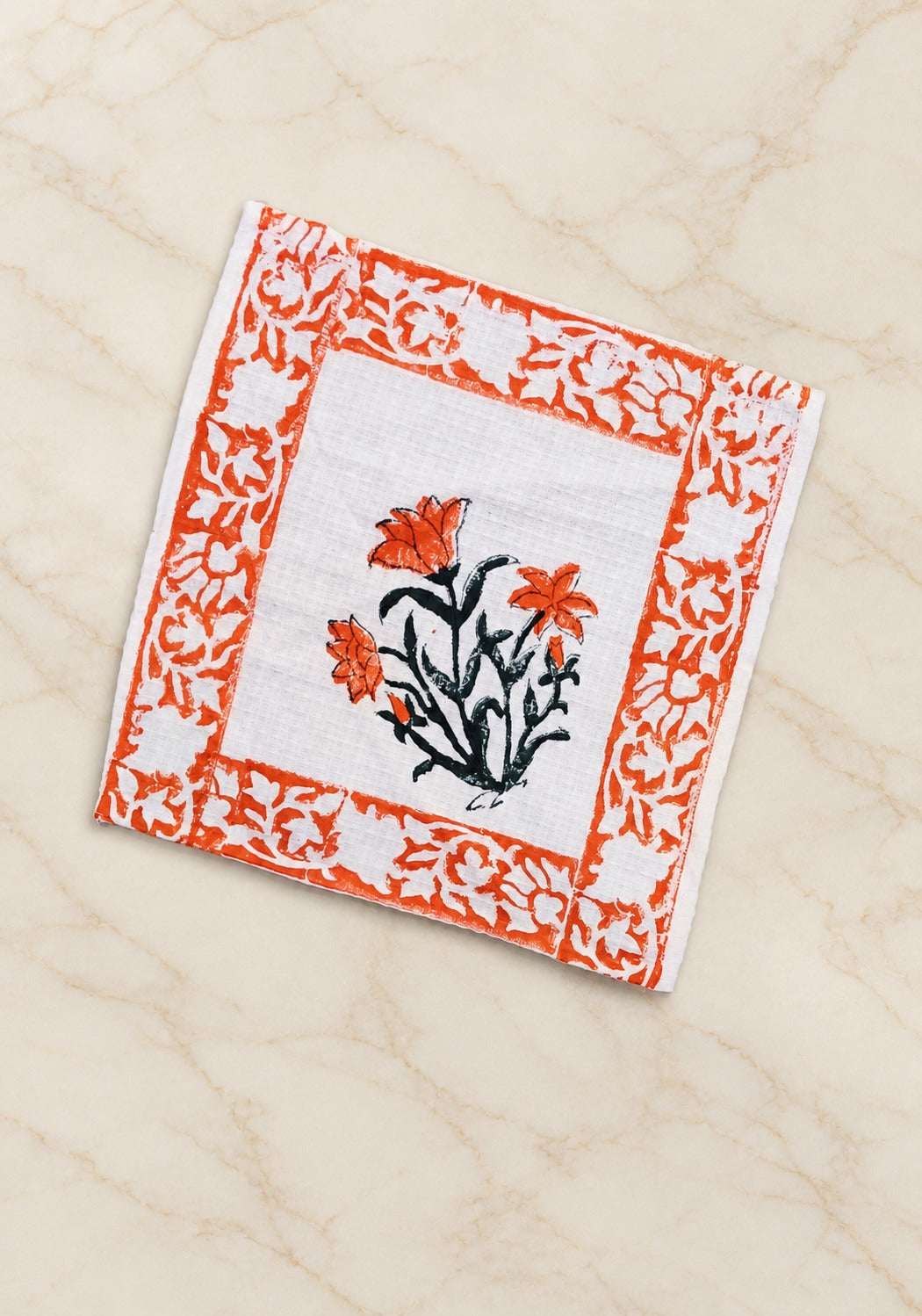 Diwali Gift Box - Hand Block Printed Cotton Napkin Set of 6 with Tassel Napkin Rings