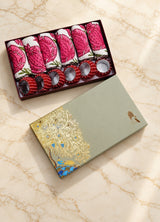 Diwali Gift Box - Hand Block Printed Cotton Napkin Set of 6 with Tassel Napkin Rings