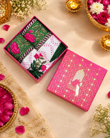 Diwali Gift Box | Set of 2 Waffle Cotton Handblock Printed Hand Towels