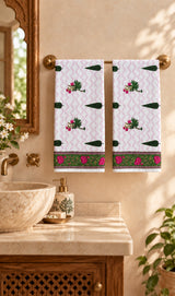Diwali Gift Box | Set of 2 Waffle Cotton Handblock Printed Hand Towels