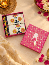 Diwali Gift Box | Set of 2 Waffle Cotton Handblock Printed Hand Towels