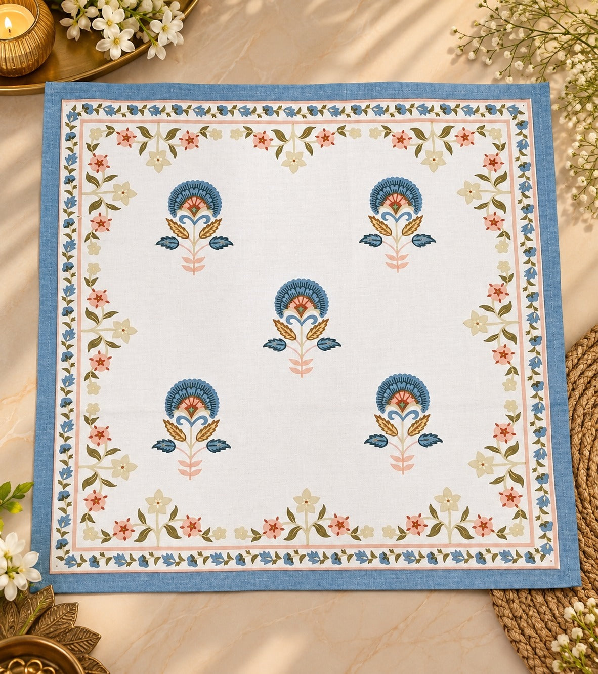 Diwali Gift Box - Hand Block Printed Cotton Napkin Set of 6