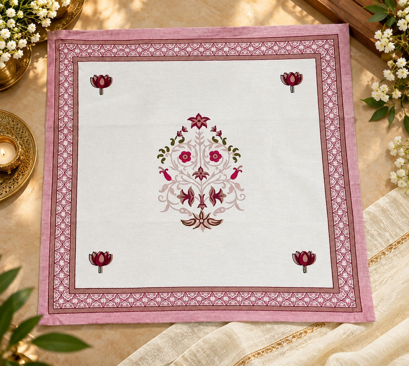 Diwali Gift Box - Hand Block Printed Cotton Napkin Set of 6