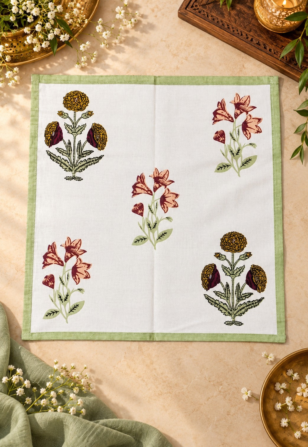 Diwali Gift Box - Hand Block Printed Cotton Napkin Set of 6