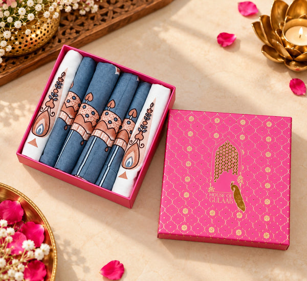 Diwali Gift Box - Hand Block Printed Cotton Napkin Set of 6