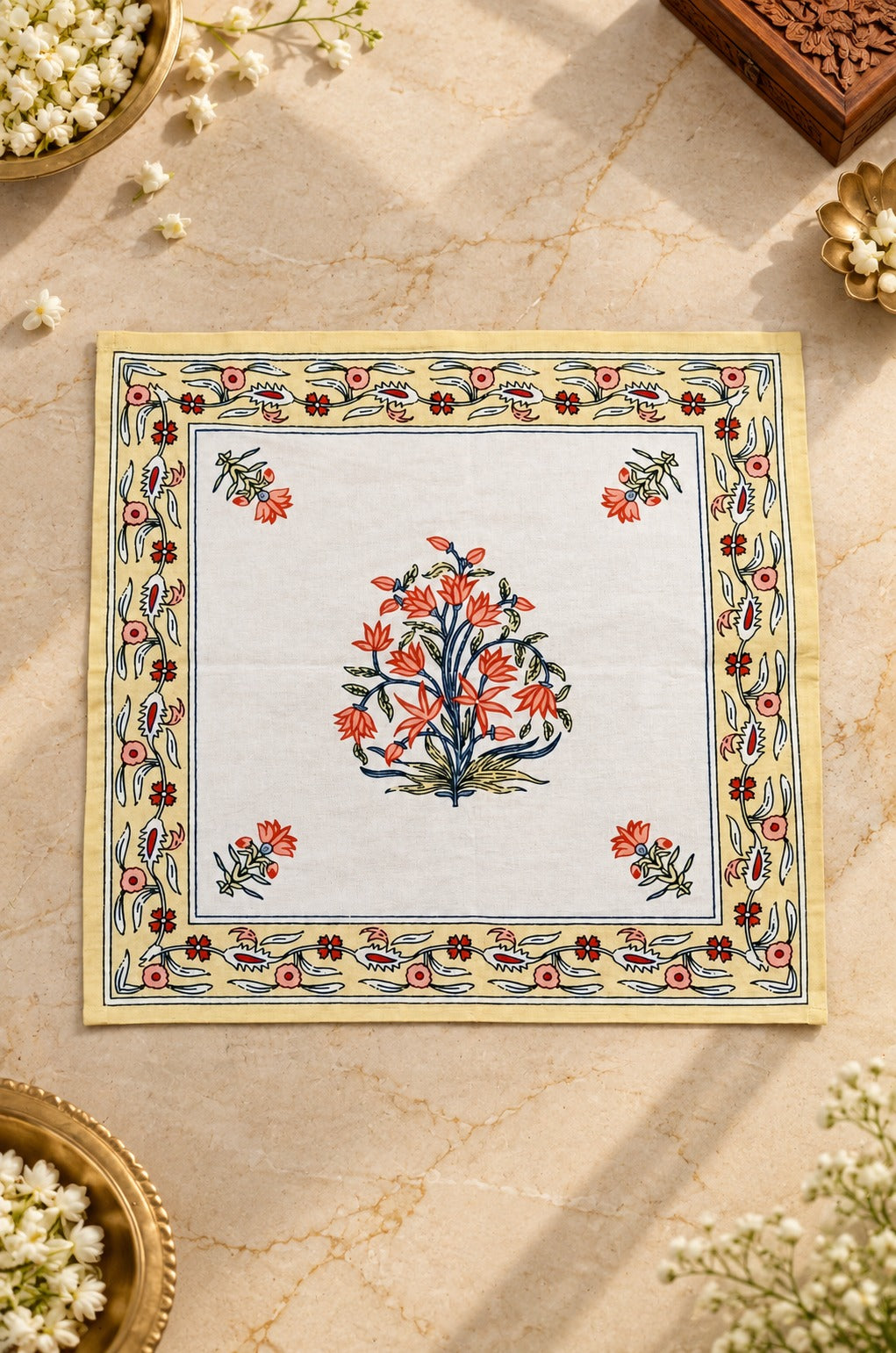 Diwali Gift Box - Hand Block Printed Cotton Napkin Set of 6