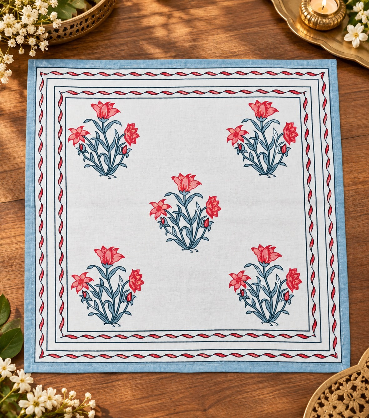 Diwali Gift Box - Hand Block Printed Cotton Napkin Set of 6