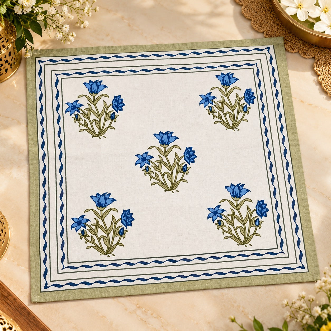 Diwali Gift Box - Hand Block Printed Cotton Napkin Set of 6