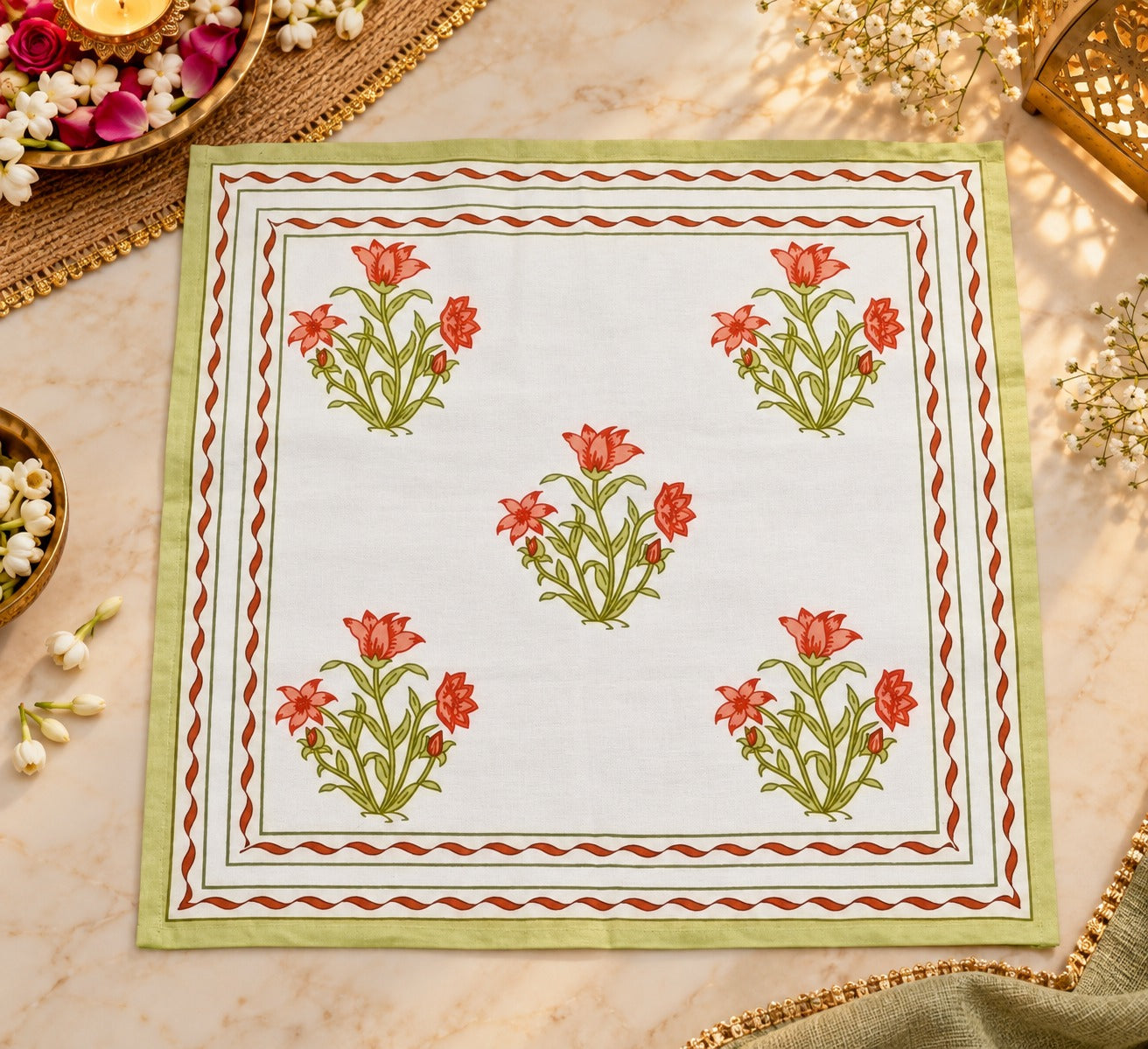 Diwali Gift Box - Hand Block Printed Cotton Napkin Set of 6