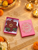 Diwali Gift Box Set of 4 Handcrafted Beaded Coasters
