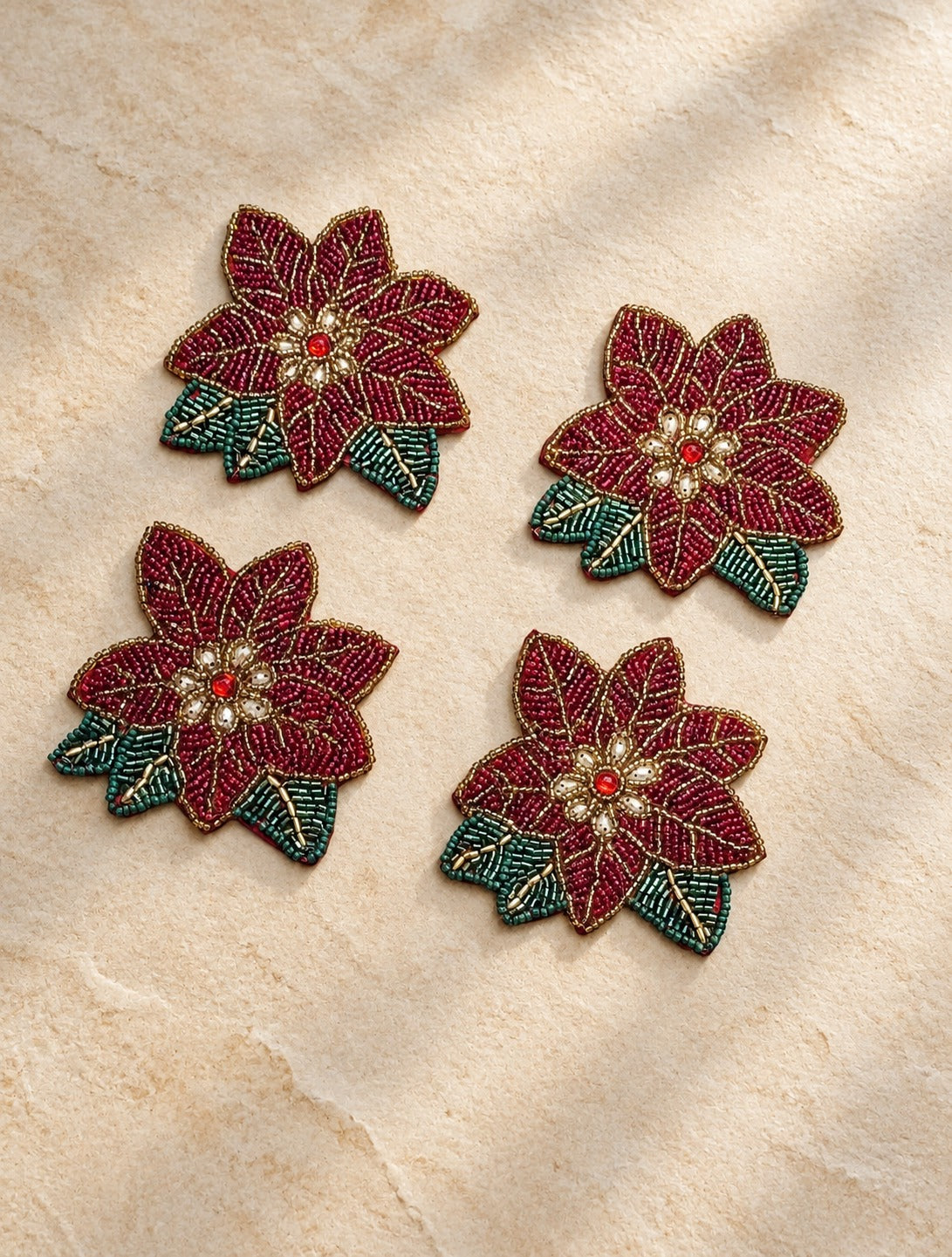 Diwali Gift Box Set of 4 Handcrafted Beaded Coasters