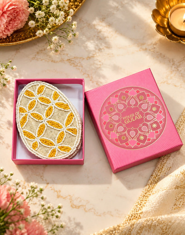 Diwali Gift Box Set of 4 Handcrafted Beaded Coasters