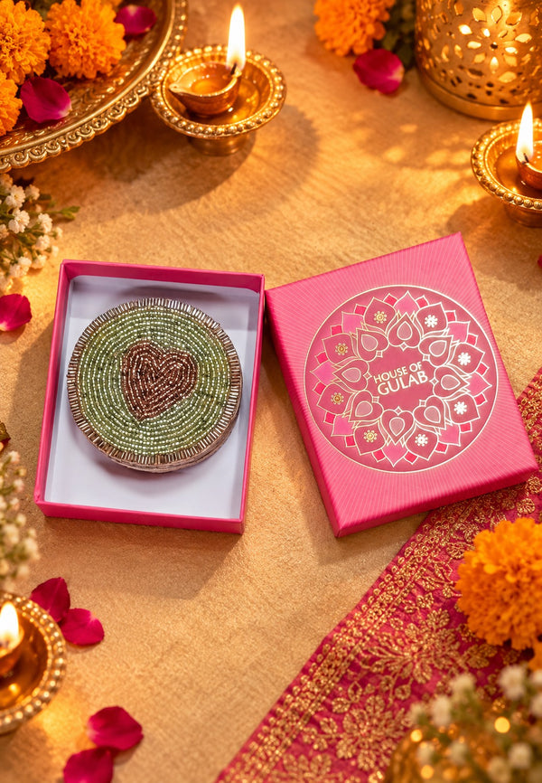 Diwali Gift Box Set of 4 Handcrafted Beaded Coasters