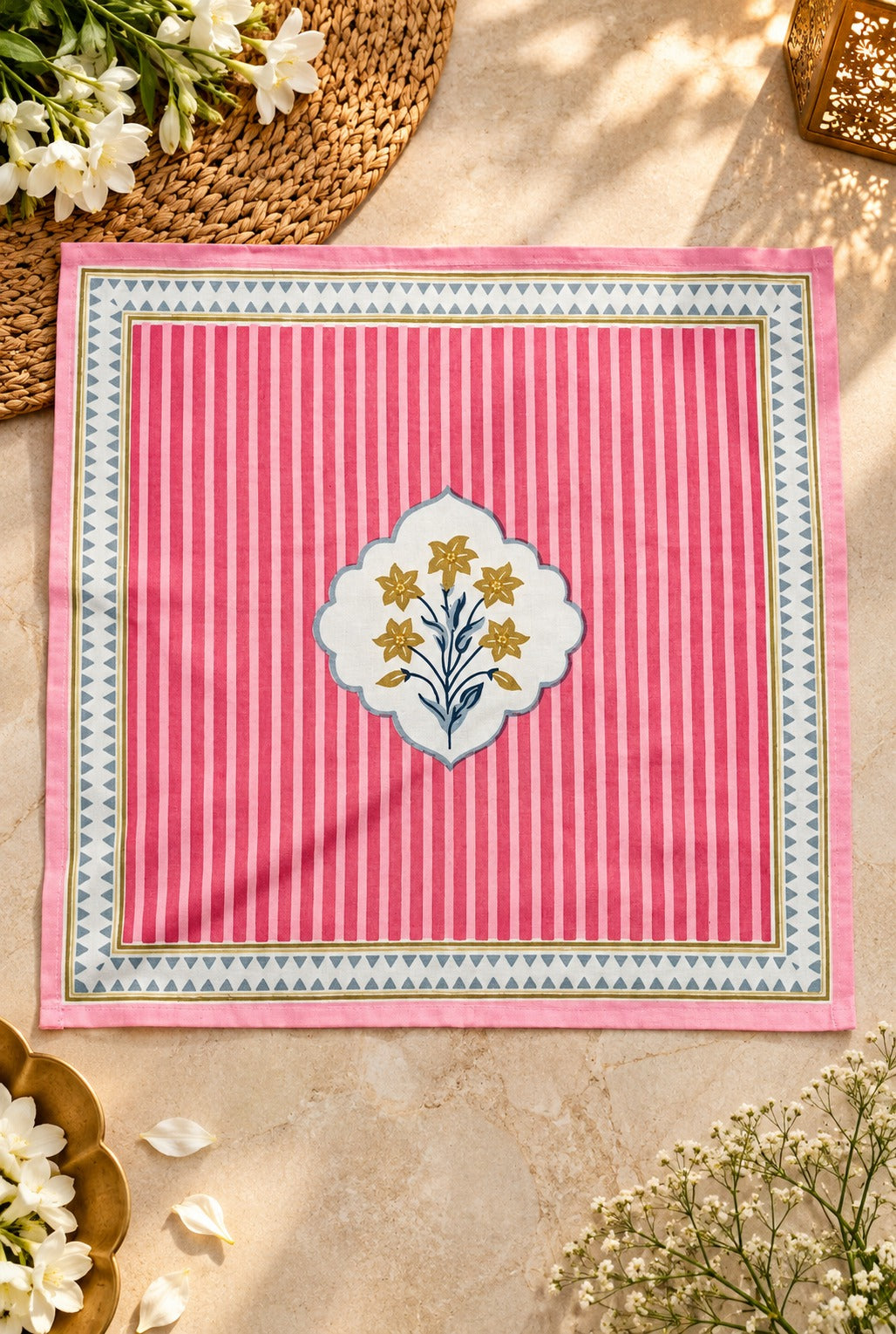 Diwali Gift Box - Hand Block Printed Cotton Napkin Set of 6