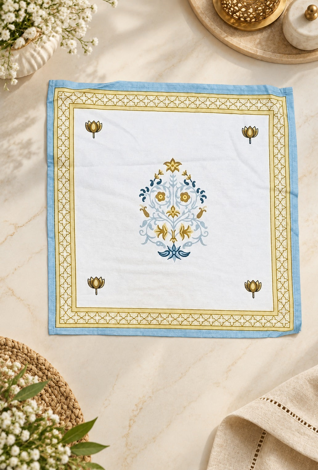 Diwali Gift Box - Hand Block Printed Cotton Napkin Set of 6