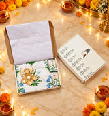 Diwali Bedsheet Value Gift Box | 1 Double Polycotton Bedsheet & 2 Pillow Covers, 1 Large Peacock Metal Urli