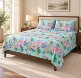 Diwali Bedsheet Value Gift Box | 1 Double Polycotton Bedsheet & 2 Pillow Covers, 1 Large Peacock Metal Urli