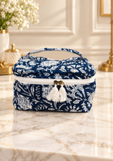 Handcrafted Quilted Makeup Organizer Bag | Cosmetic & Travel Vanity Case - 9x6.5x6.2 inches