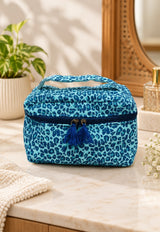 Handcrafted Quilted Makeup Organizer Bag | Cosmetic & Travel Vanity Case - 9x6.5x6.2 inches