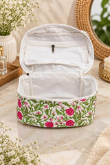 Handcrafted Quilted Makeup Organizer Bag | Cosmetic & Travel Vanity Case - 9x6.5x6.2 inches