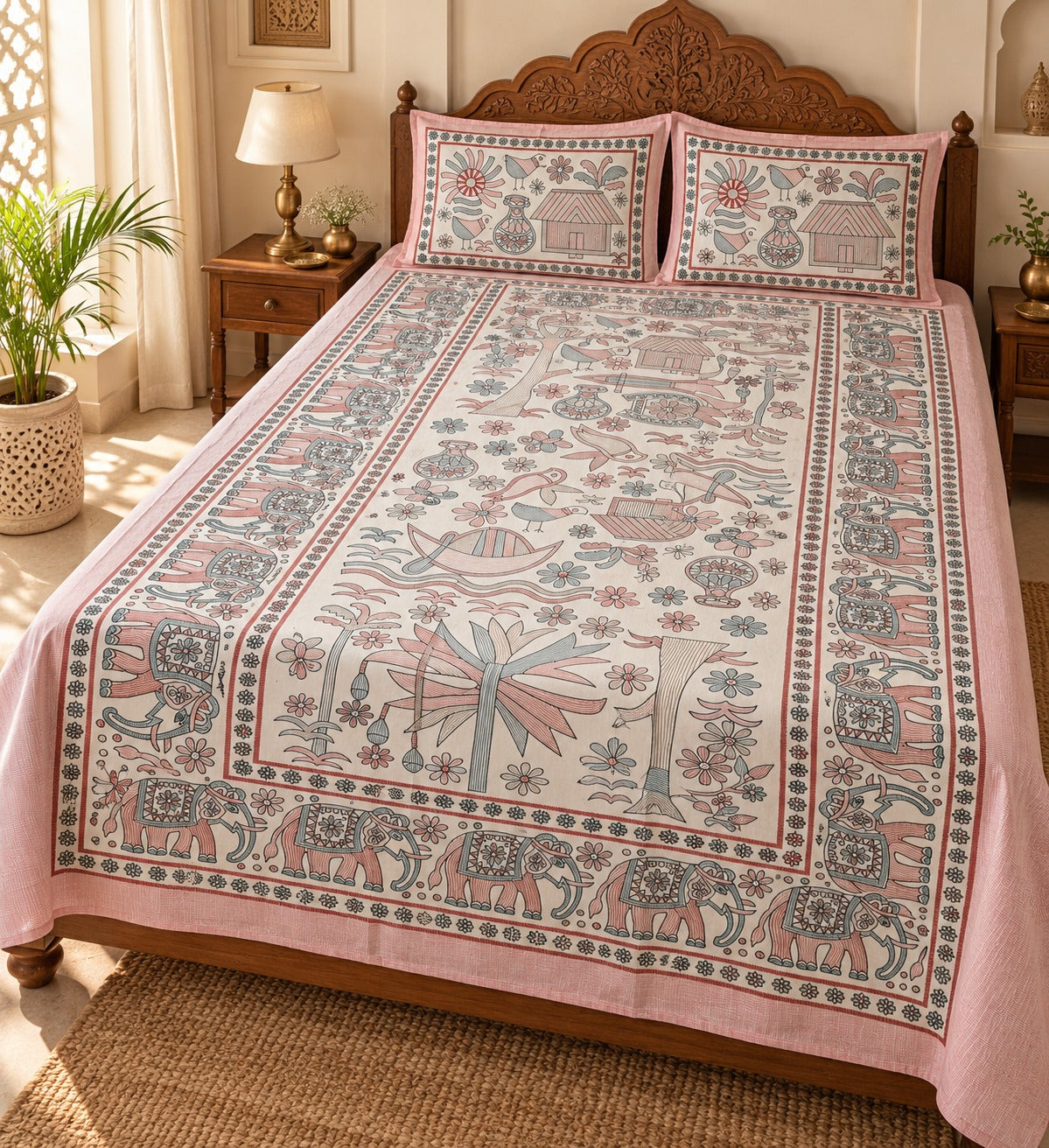 Double King Bedsheet with 2 Pillow Covers