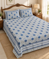 Diwali Complete Gift Box | 1 Ethnic Motifs Double Bedsheet with 2 Pillow Covers, 1 Lotus Urli, Set of 2 Door Hangings