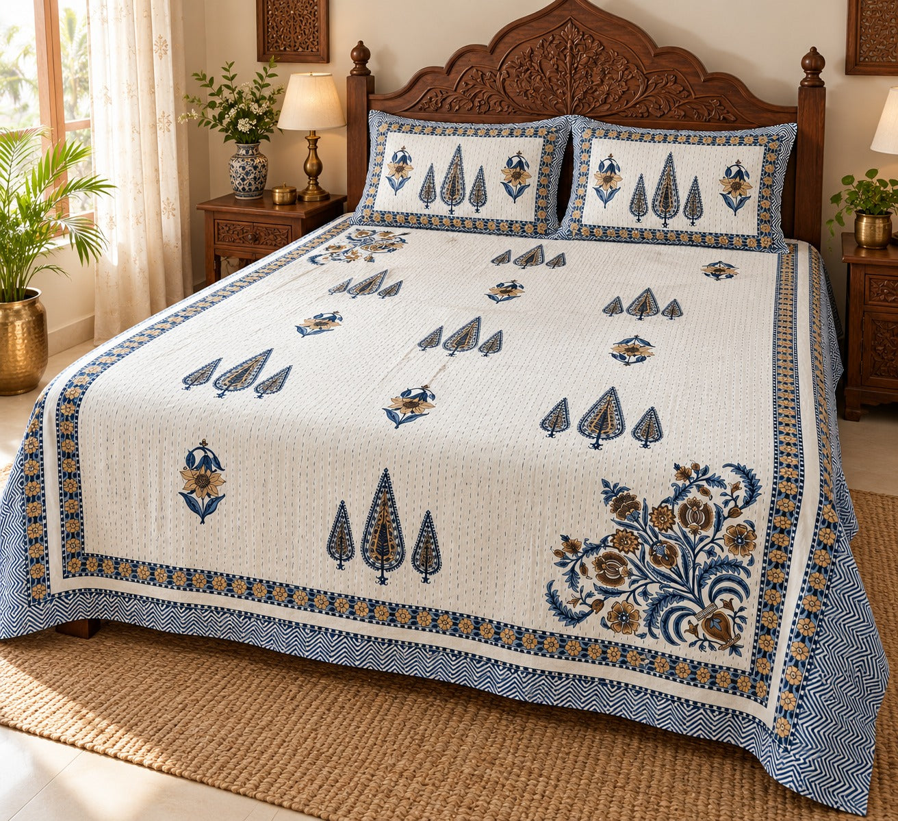 Double King Bedsheet with 2 Pillow Covers