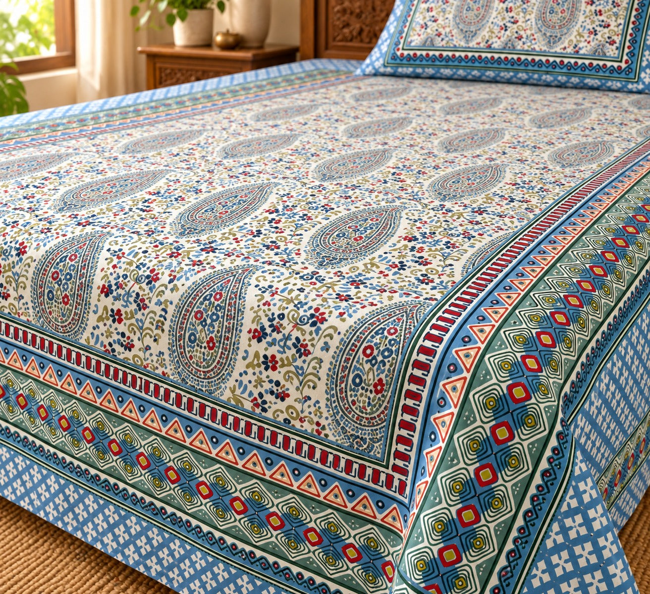 Double King Bedsheet with 2 Pillow Covers