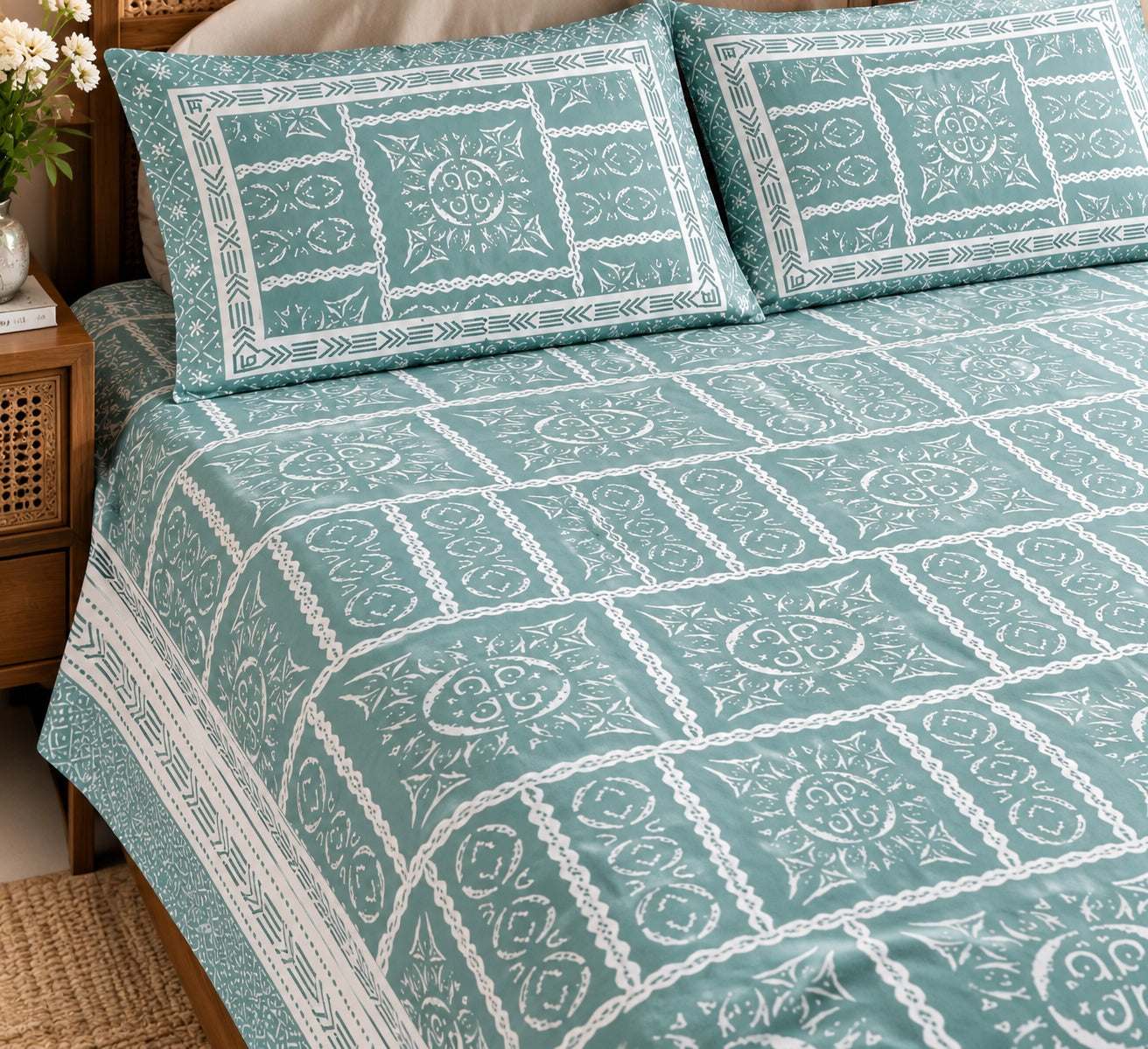 Double King Bedsheet with 2 Pillow Covers