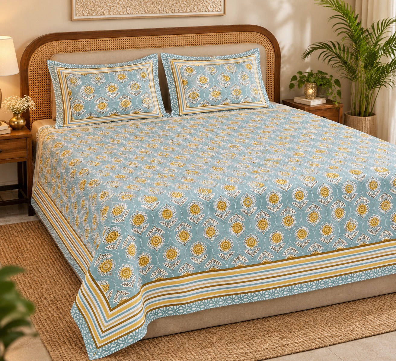 Double King Bedsheet with 2 Pillow Covers