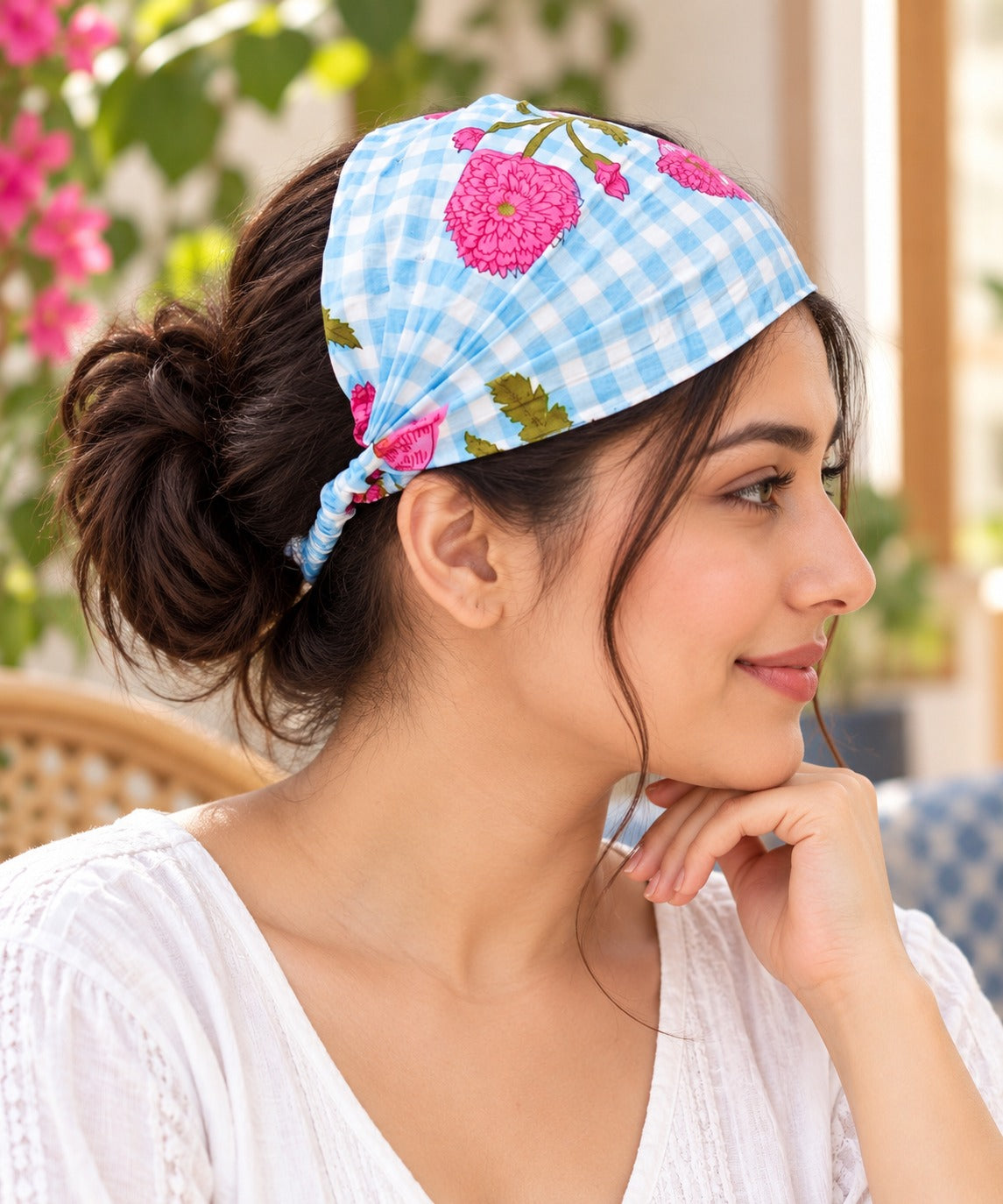 Diwali Gift Box With Handblock Print Cotton Robe Gift Set with Sleep Mask, Slippers & Headband