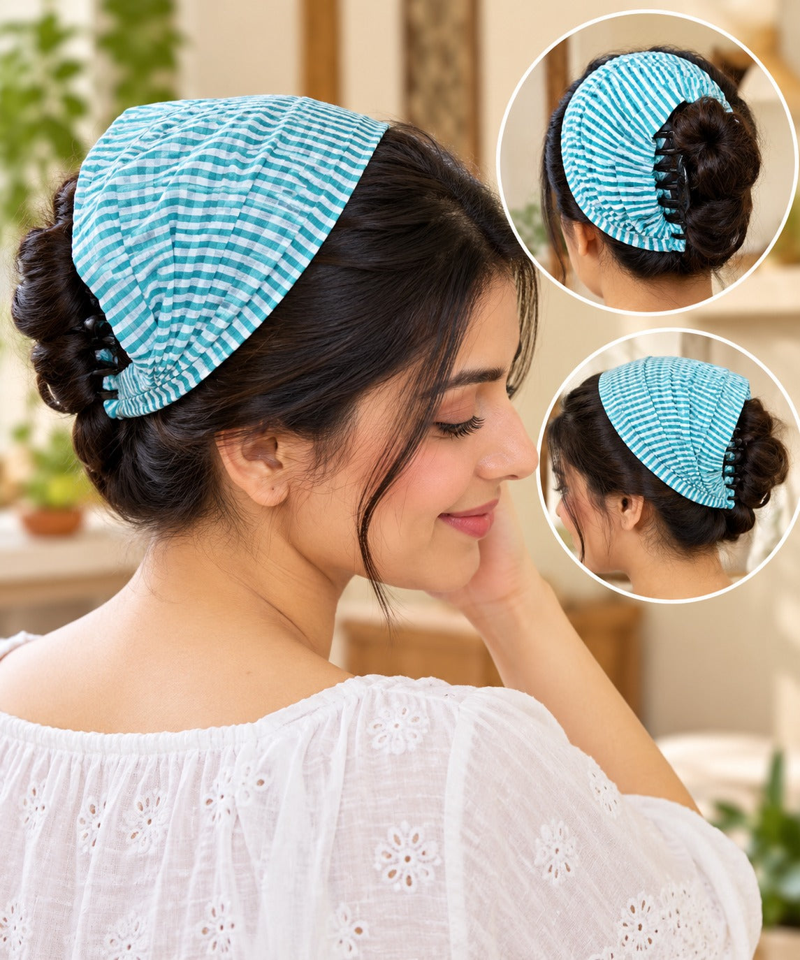 Diwali Gift Box With Handblock Print Cotton Robe Gift Set with Sleep Mask, Slippers & Headband