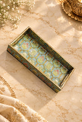 Diwali Gift Box | 1 Wooden Tray, Set of 6 Table Napkins, 6 Napkin Rings