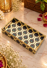 Diwali Gift Box | 1 Wooden Tray, Set of 6 Table Napkins, 6 Napkin Rings