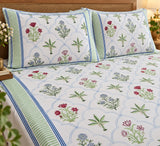 Cotton Super King Handblock Print Bedsheet with 2 Pillow Covers