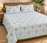 Cotton Super King Handblock Print Bedsheet with 2 Pillow Covers